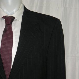 Gieves & Hawkes Henry Vintage Dark Blue Striped Two Button Suit 42R